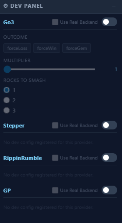 Dev panel (all providers)